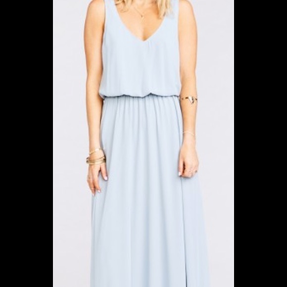 Show me your mumu Kendall Maxi Dress ~ Steel Blue Chiffon - Picture 1 of 4